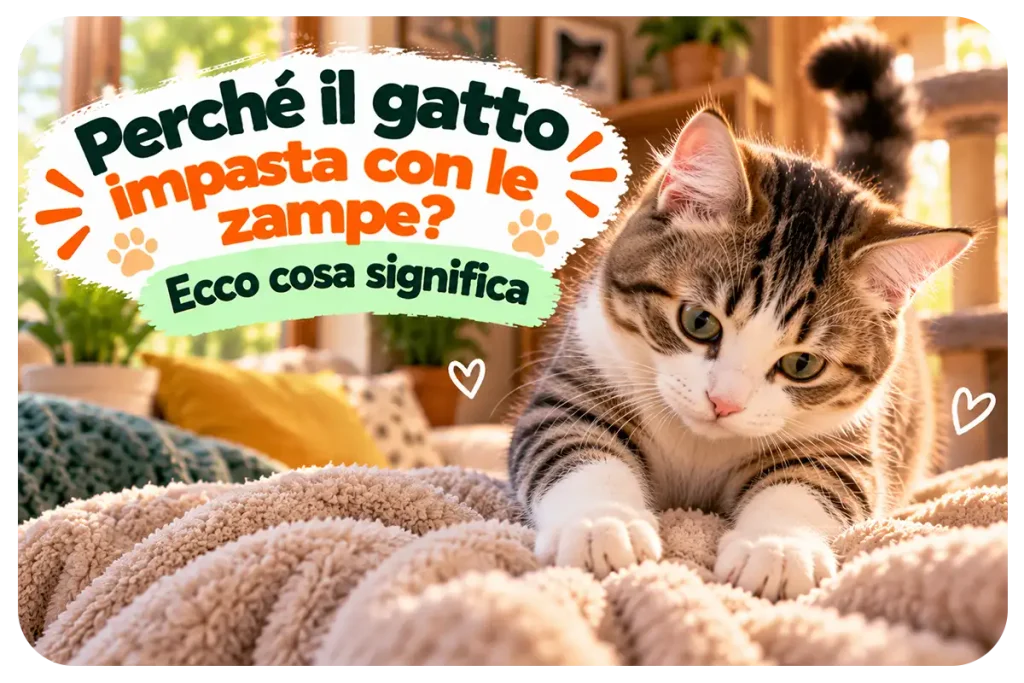 Gatto domestico che impasta una coperta con le zampe